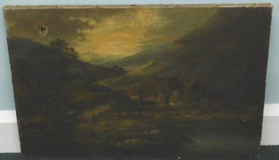 W Richards (19thC). Figure in river landscape - 2