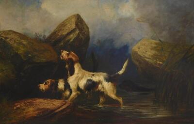 Colin Graeme (1858-1910). Hounds in a rocky stream