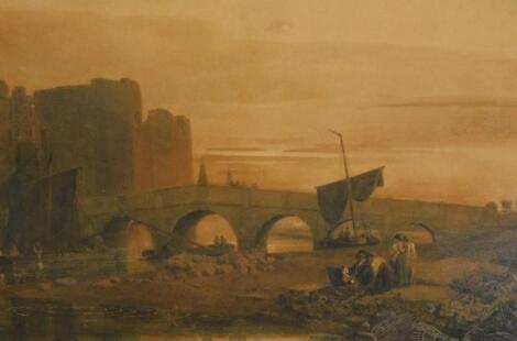 Peter De Wint (1784-1849). Newark bridge and castle