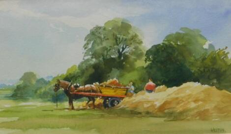 David Weston (1935-2011). Country landscape with horse and cart