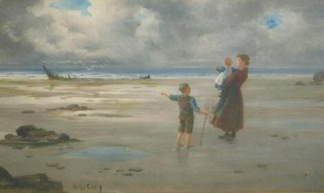 H Mackey (19th/20thC). Figure looking out to sea