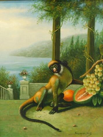 Nicholas (20thC). Monkey and fruit