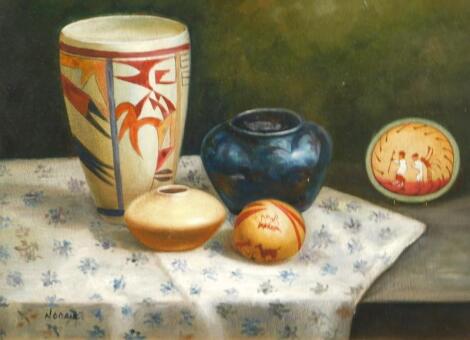 Nodrik (20thC). Vases still life