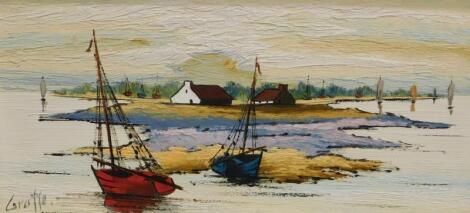 Groffe (20thC). Fishing boats - coastal scene