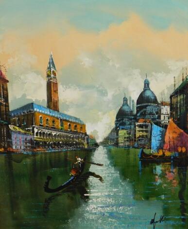 20thC Continental School. Venice canal scene