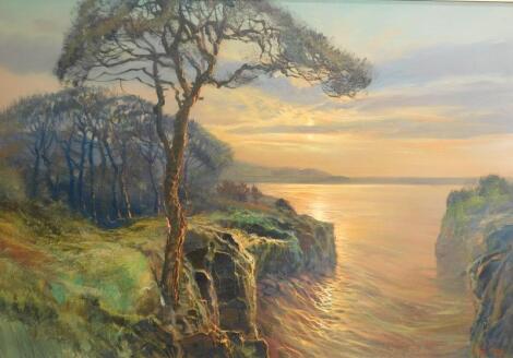 20thC Continental School. Woodland coastal scene