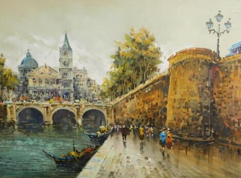 20thC Continental School. Italian canal scene