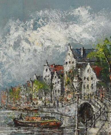 20thC Continental School. Dutch river scene