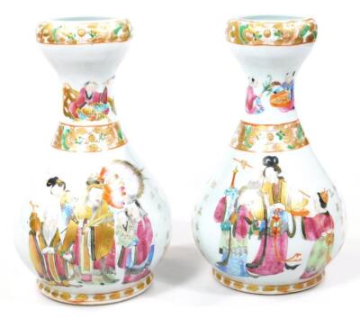 A pair of 19thC Chinese Qing period bottle vases