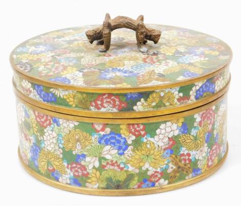 A late 19thC Chinese Qing period cloisonne box and cover