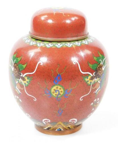 An early 20thC Chinese cloisonne jar and cover