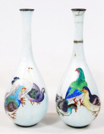 A pair of 19thC Japanese cloisonne vases