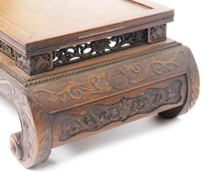 A late 19thC Chinese hardwood low altar table - 5