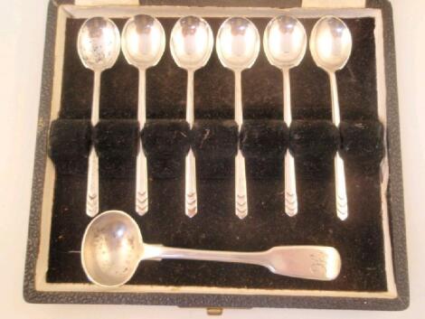 A set of six silver coffee spoons