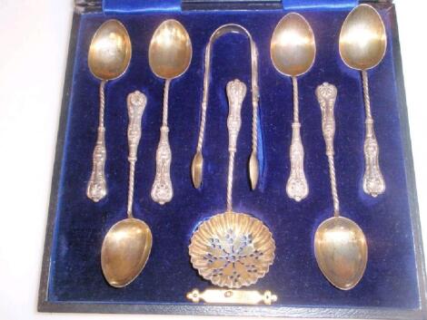 A set of late Victorian silver coffee spoons