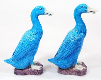 A pair of Chinese pottery figures of standing ducks - 6