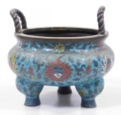 A Chinese cloisonne cauldron vase - 3