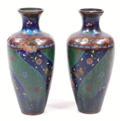 A pair of late Japanese Meiji period cloisonne vases - 21