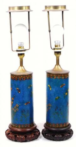 A pair of 19thC Chinese cloisonne vase