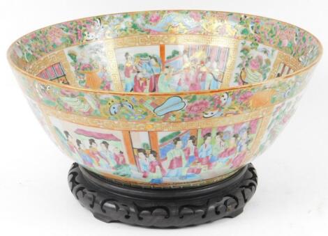 A 19thC Cantonese famiile rose punch bowl