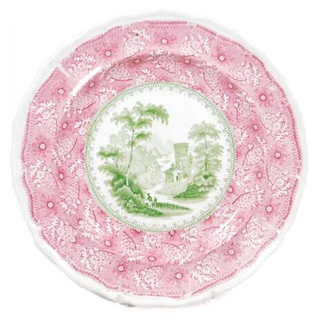 A Davenport bi colour printed pearlware plate