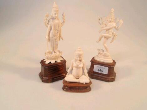 Three Ivory Art Academy ivory Indian figures of deities