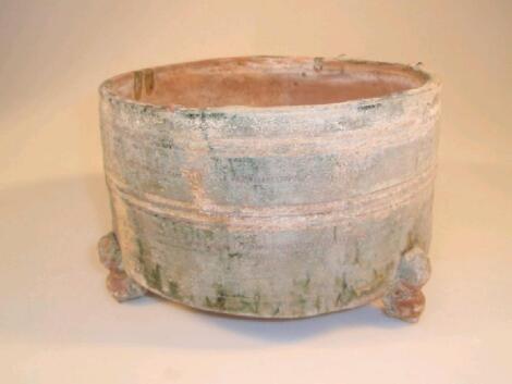 A Chinese Han Dynasty (206-220AD) terracotta circular brazier or inscence burner bowl