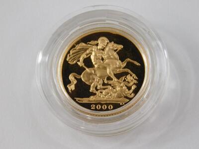 A gold proof sovereign from the year 2000 - 3