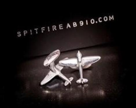 Spitfire cuff links and badge.