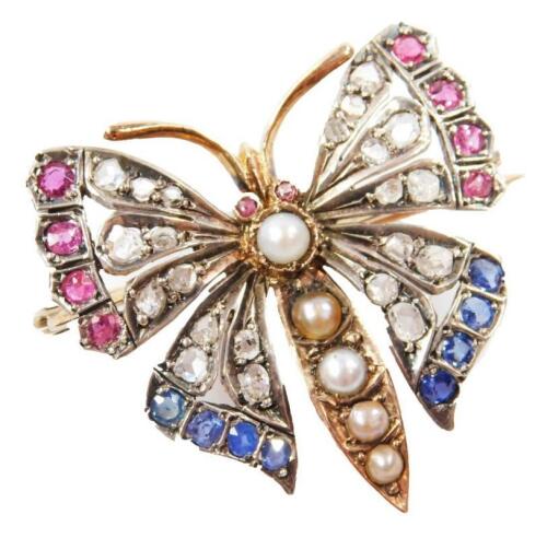 An early 20thC diamond butterfly brooch