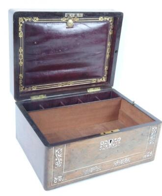 A mid 19thC rosewood and mother of pearl jewellery casket - 2