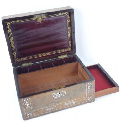 A mid 19thC rosewood and mother of pearl jewellery casket - 3