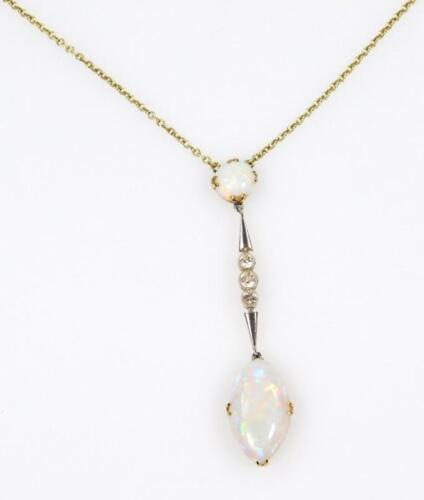 An opal and diamond set necklace