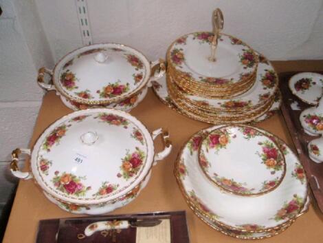 A comprehensive Royal Albert Old Country Roses dinner and tea service and accessories