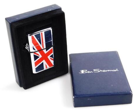 A Zippo chrome finish Union Jack lighter