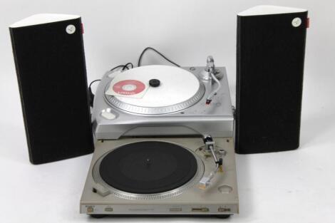 Two retro style music turntables