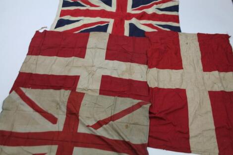 Various early 20thC linen flags to include Union Jack