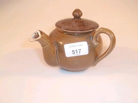 An L M & S hotel stoneware teapot