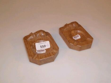 A pair of Thompson of Kilburn Mouseman ashtrays