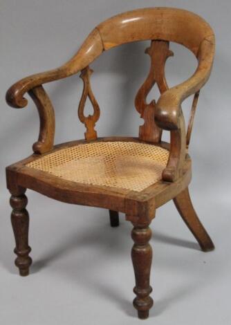 A 19thC elm and oak occasional chair