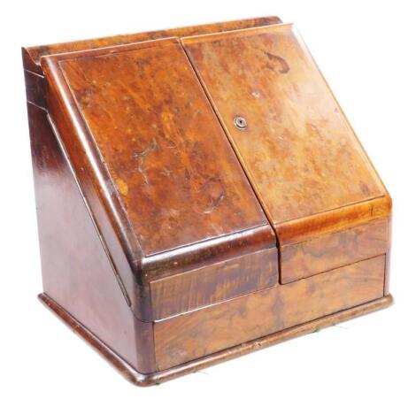 A Victorian walnut desk tidy