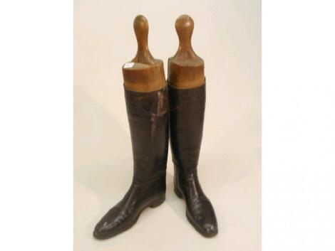 A pair of ladies riding boots with stretcher trees