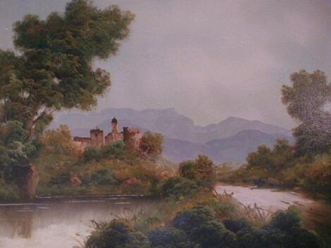 20thC School. Landscape with river in the foreground