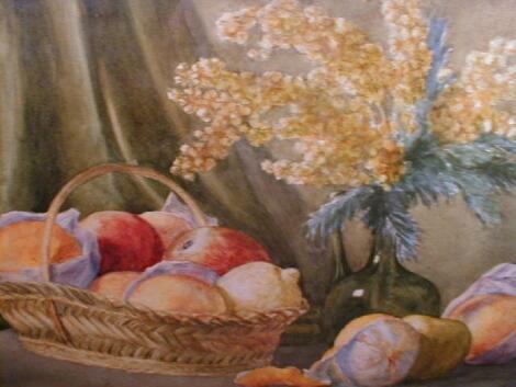 N French. Still life of fruit and mimosa