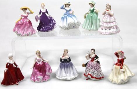 A set of ten Royal Doulton miniature lady figures