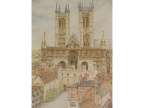 After A G Barton. Lincoln Cathedral limited colour print