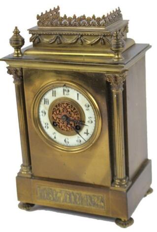 An Edwardian brass mantel clock