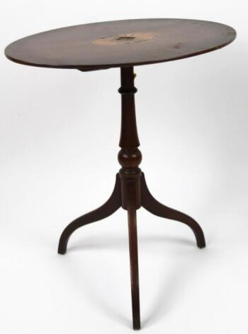 A 19thC Sheraton revival mahogany snap top occasional table