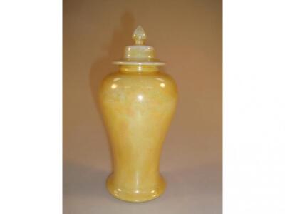 A Ruskin baluster vase and cover