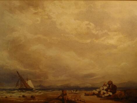 Manner of Peter de Wint. Figures seated by the sea